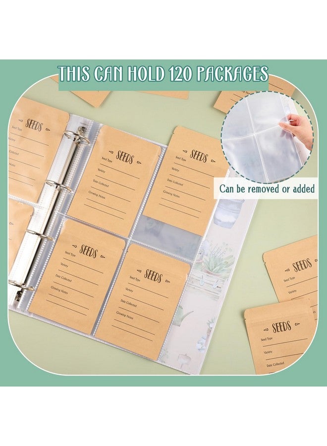 زانماي يتضمن منظم تخزين البذور في الحديقة 100 قطعة من مظاريف تخزين البذور و4 حلقات مقاس 10.6 × 12.6 بوصة، و120 جيبًا واقيات أوراق شفافة لمزارعي جمع بذور البستنة - Image 5