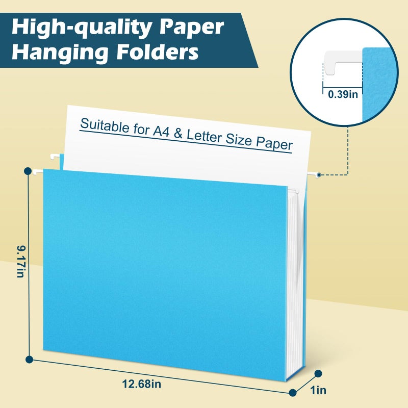 V-Opitos 24 Pack 1 Inch Expansion Hanging File Folders, Letter Size Hanging Folders with 1/5-Cut Adjustable Tab, Extra Capacity Hanging File Folders, Ideal School Classroom, Office Supplies - Image 3