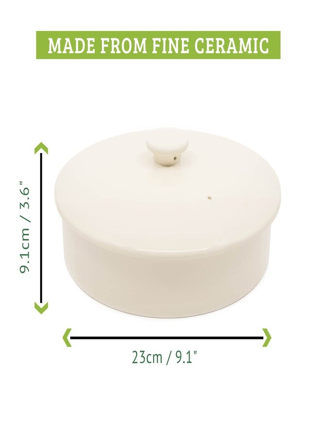 Chef Tacos Ceramic Tortilla Warmer, Microwavable, Tortilla Holder Container, Pancake Keeper, Best for Storage Tortilleros, with Lid (8-inch, Cream) - Image 2