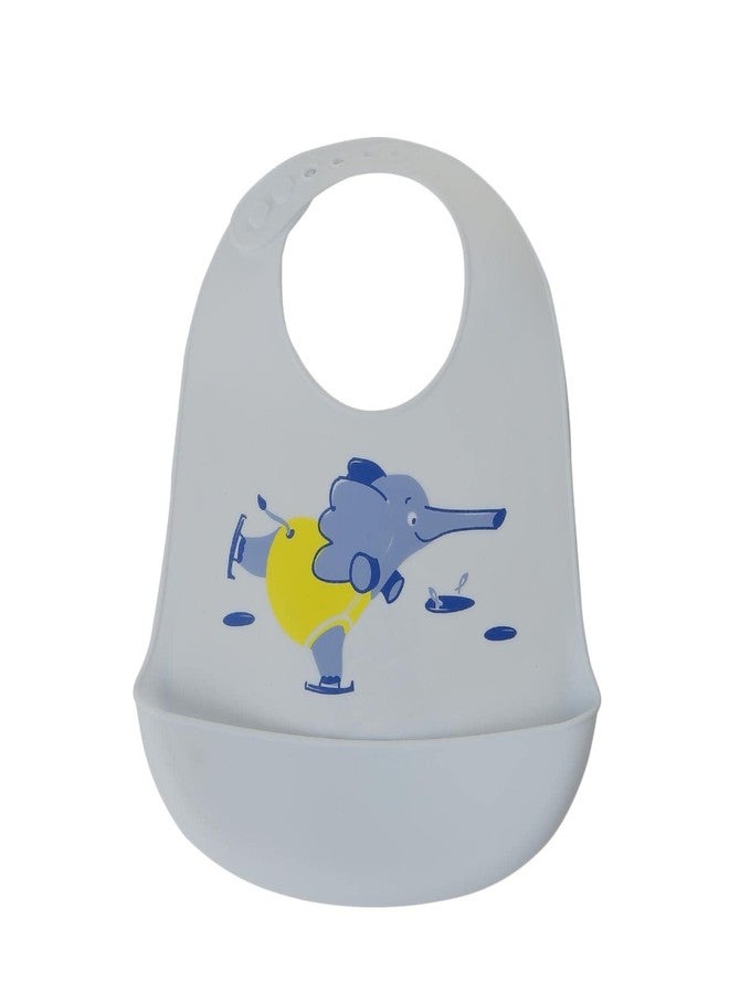 GUCHIGU Silicone Baby Bibs Easily Wipe Clean - Comfortable Soft Super Light Weight Waterproof 6 Loop Adjustable Feeding Bib for Babies Keeps Stains Off (Multicolor Set) (Sketing Elephant) - Image 1
