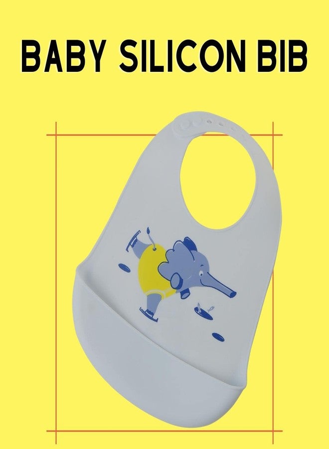 GUCHIGU Silicone Baby Bibs Easily Wipe Clean - Comfortable Soft Super Light Weight Waterproof 6 Loop Adjustable Feeding Bib for Babies Keeps Stains Off (Multicolor Set) (Sketing Elephant) - Image 3