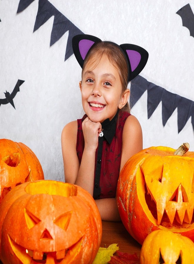 Hotop 4 Pcs Halloween Girls Cat Costume Set Cat Ears Headband Tail Bow Tie Tutu Skirt for Kitty Halloween Dress up Party (Purple) - Image 5