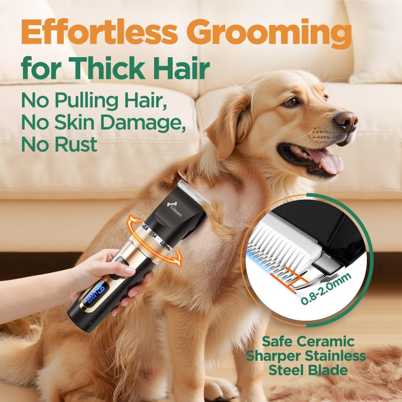 Gimars 2 in 1 Dog Grooming Clippers with Small Trimmer, 3-Speed High Power Quiet Rechargeable Dog Shaver Hair Clippers Kit with Comb & Scissors USB Cordless Electric for Dog, Cat, Pet - Image 5