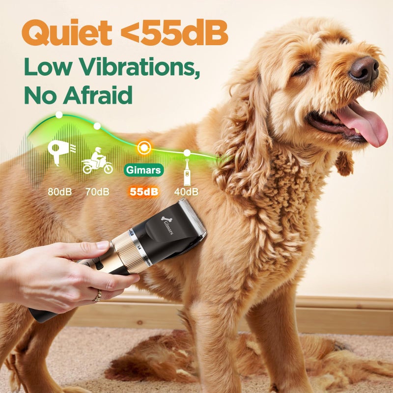 Gimars 2 in 1 Dog Grooming Clippers with Small Trimmer, 3-Speed High Power Quiet Rechargeable Dog Shaver Hair Clippers Kit with Comb & Scissors USB Cordless Electric for Dog, Cat, Pet - Image 4