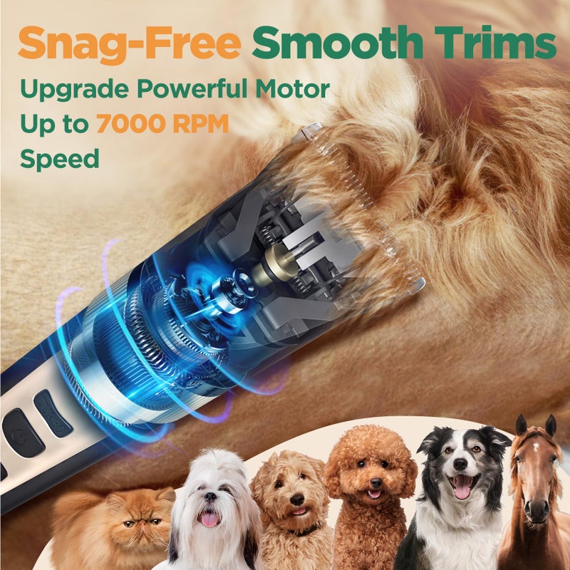 Gimars 2 in 1 Dog Grooming Clippers with Small Trimmer, 3-Speed High Power Quiet Rechargeable Dog Shaver Hair Clippers Kit with Comb & Scissors USB Cordless Electric for Dog, Cat, Pet - Image 3