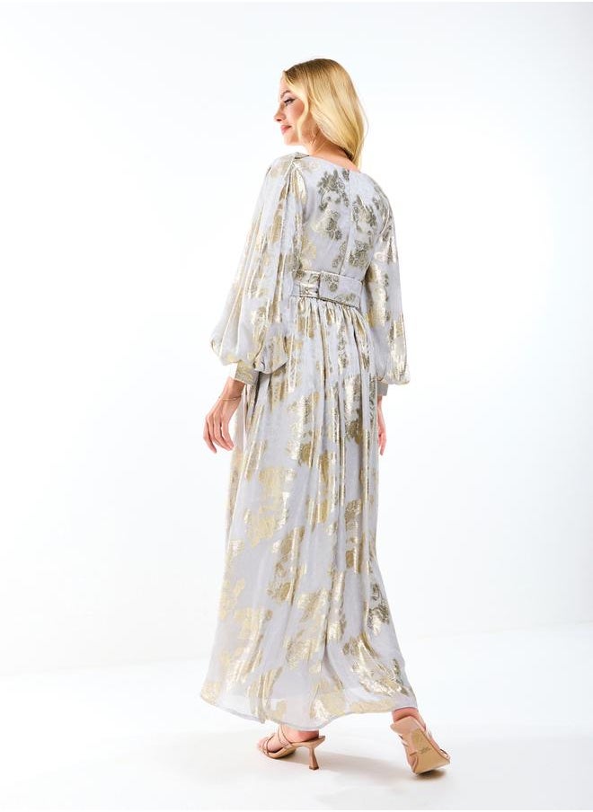 Metallic Foil Floral Print Balloon Sleeves Maxi Dress - pzsku/ZE8EA8BCC8F33DF9082EBZ/45/_/1738245889/3a7dd088-5ee9-40cd-bf80-5a89b530ef07