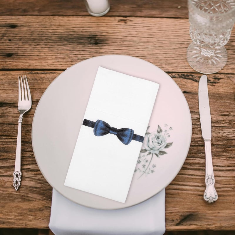 Disposable Paper Dinner Napkins 40x40cm 50pcs Navy Bow Tie Print Table Napkins for Restaurant Hotel Party and Family Gathering - Image 4
