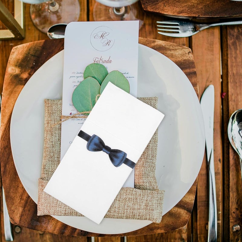 Disposable Paper Dinner Napkins 40x40cm 50pcs Navy Bow Tie Print Table Napkins for Restaurant Hotel Party and Family Gathering - Image 5