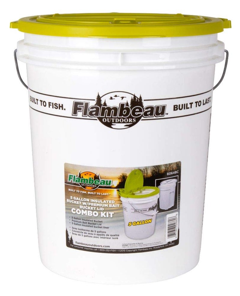 Flambeau Outdoors 6064BC 5 Gal. Insulated Bait Bucket with Premium Lid, Live Bait Fishing Storage, Lime Green/White - Image 1