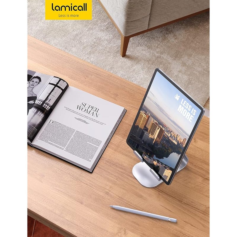 لاميكول حامل تابلت من لاميكول قابل للتعديل - حامل سطح المكتب متوافق مع أجهزة تابلت مقاس 4-13 بوصة مثل آيباد برو 11، 9.7، 10.5، 12.9، اير ميني 4 3 2، كيندل، نيكسوس، تاب، فضي - Image 2