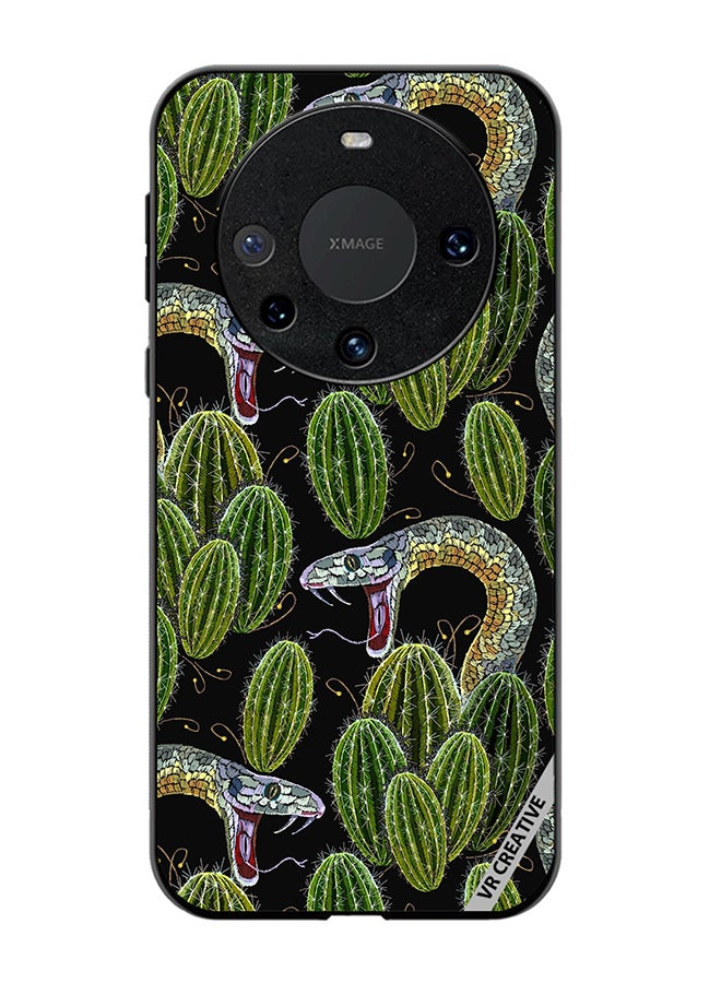VR CREATIVE Protective Case Cover For Huawei Mate 60 Embroidery, Cactus And Snakes Seamless Design Multicolour - Image 1