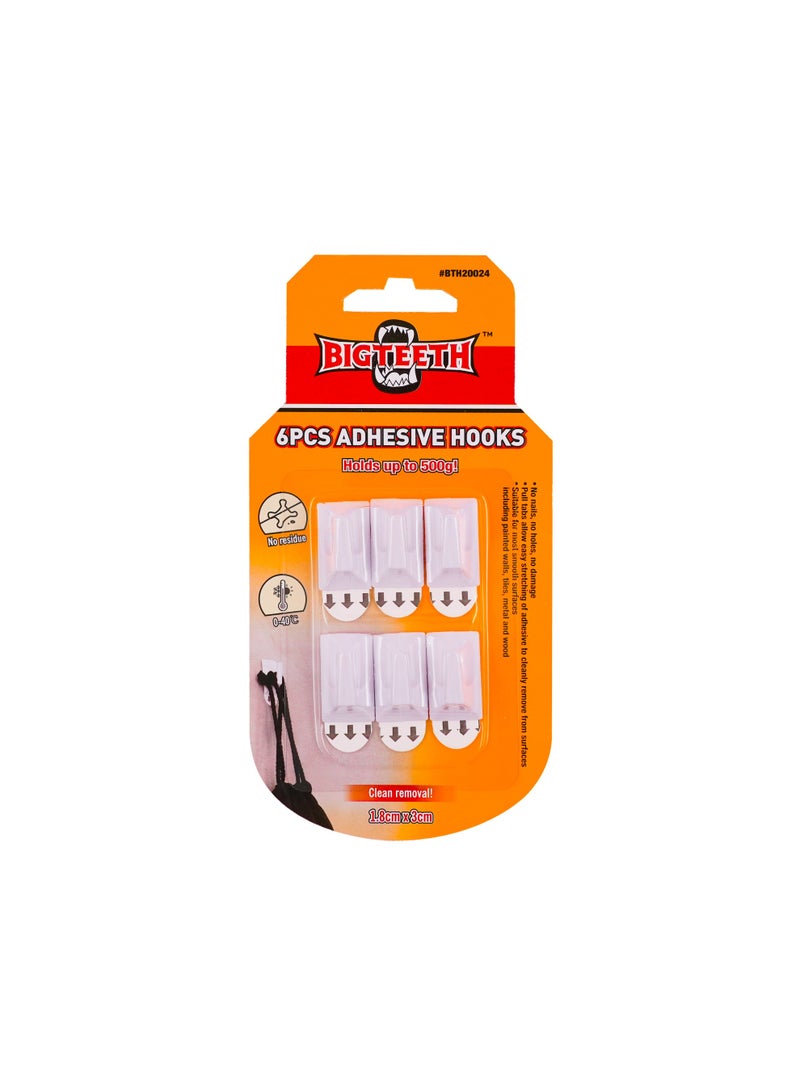 6PCS Adhesive Hooks 1.8cm x 3cm
