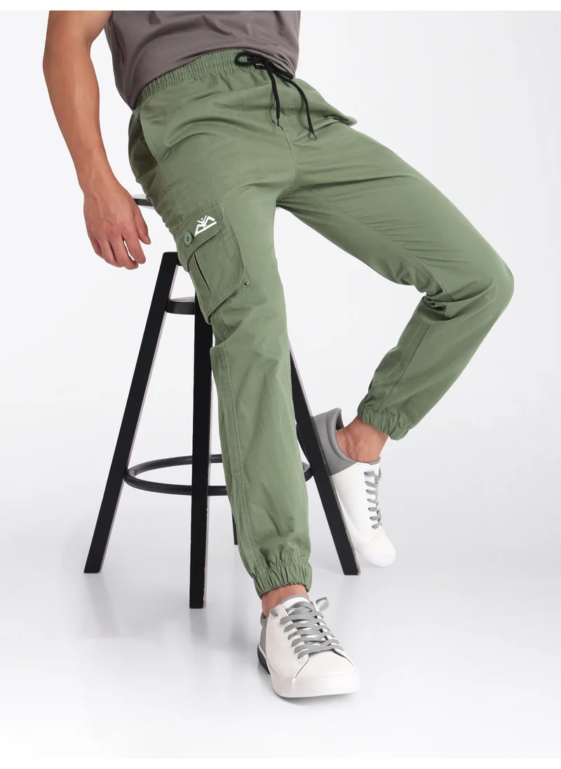 Beyoung Sage Green Cotton Cargo Joggers