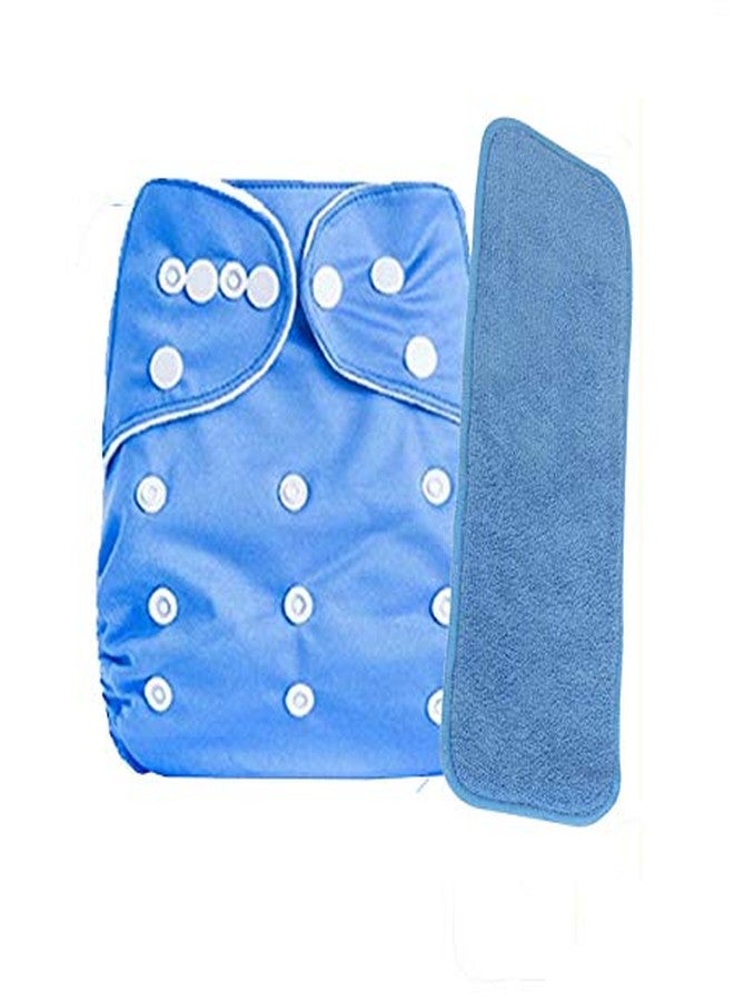 Crawl'in Combo of Baby Cloth Diaper Washable Reusable Adjustable Kids Nappies with Multi Layered Micro- Fibre Absorbing & Anti- Leakage Baby Insert Pads (Blue) (Assorted Colours) - Image 1
