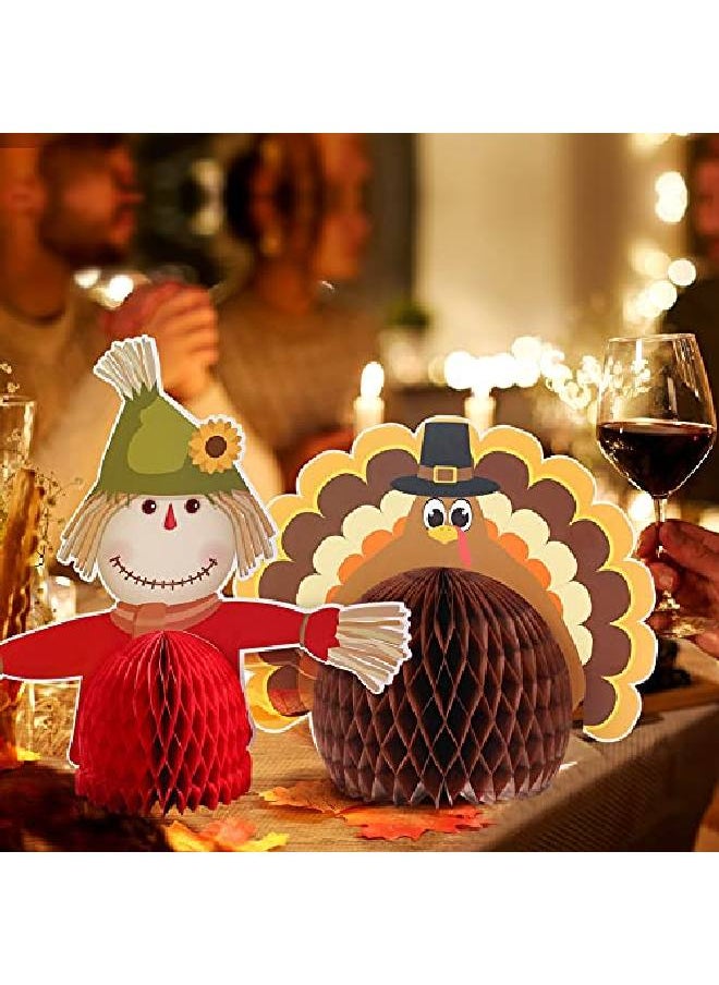 Outus - 9 Pack Large Fall Thanksgiving Turkey Honeycomb Centerpiece Thanksgiving Party Decorations Paper Turkey Decorations Thanksgiving Table Honeycomb Decoration - Image 1