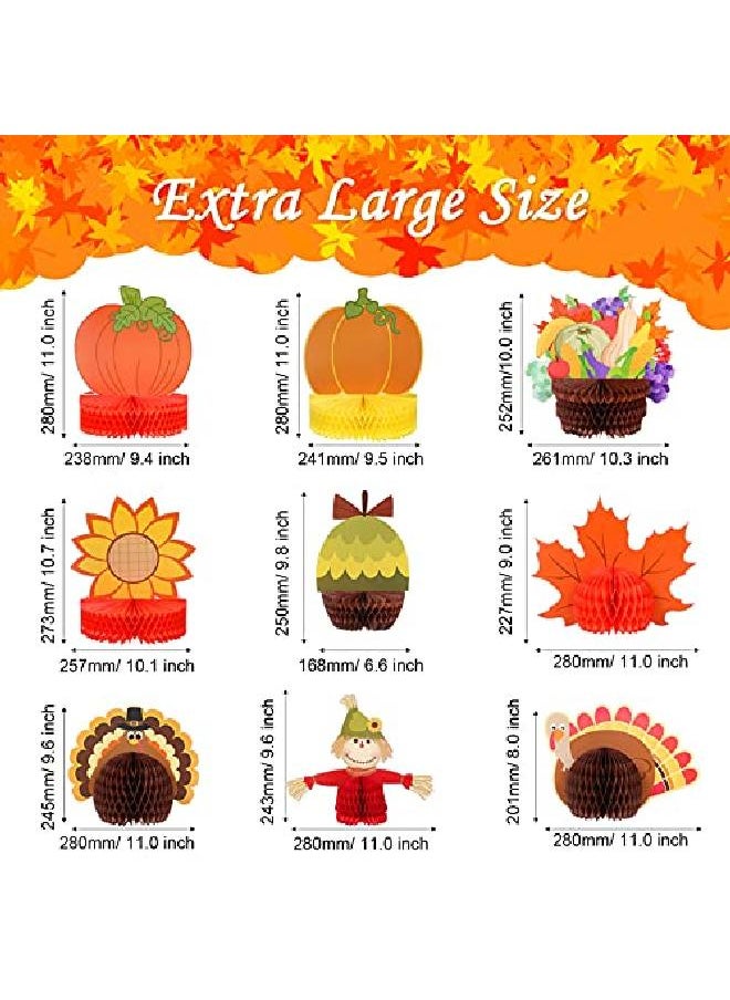 Outus - 9 Pack Large Fall Thanksgiving Turkey Honeycomb Centerpiece Thanksgiving Party Decorations Paper Turkey Decorations Thanksgiving Table Honeycomb Decoration - Image 1