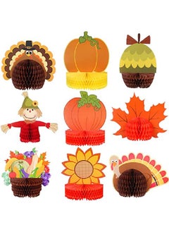9 Pack Large Fall Thanksgiving Turkey Honeycomb Centerpiece Thanksgiving Party Decorations Paper Turkey Decorations Thanksgiving Table Honeycomb Decoration