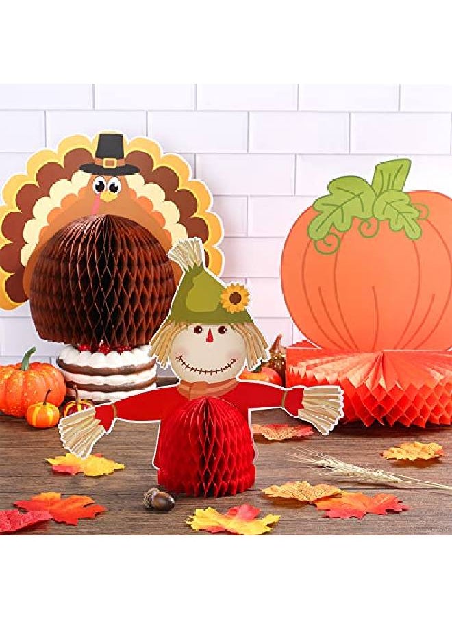 Outus - 9 Pack Large Fall Thanksgiving Turkey Honeycomb Centerpiece Thanksgiving Party Decorations Paper Turkey Decorations Thanksgiving Table Honeycomb Decoration - Image 1