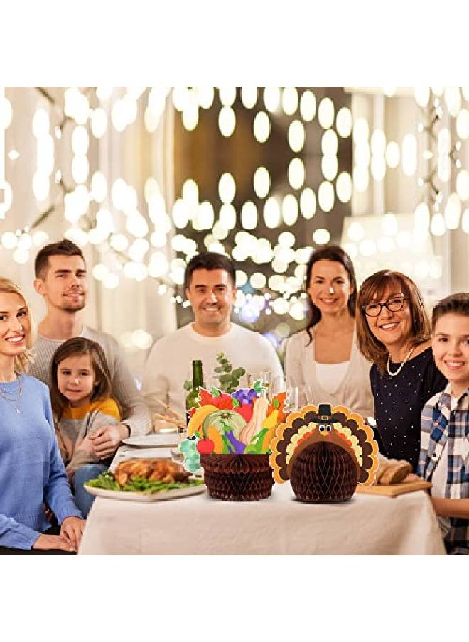 Outus - 9 Pack Large Fall Thanksgiving Turkey Honeycomb Centerpiece Thanksgiving Party Decorations Paper Turkey Decorations Thanksgiving Table Honeycomb Decoration - Image 1