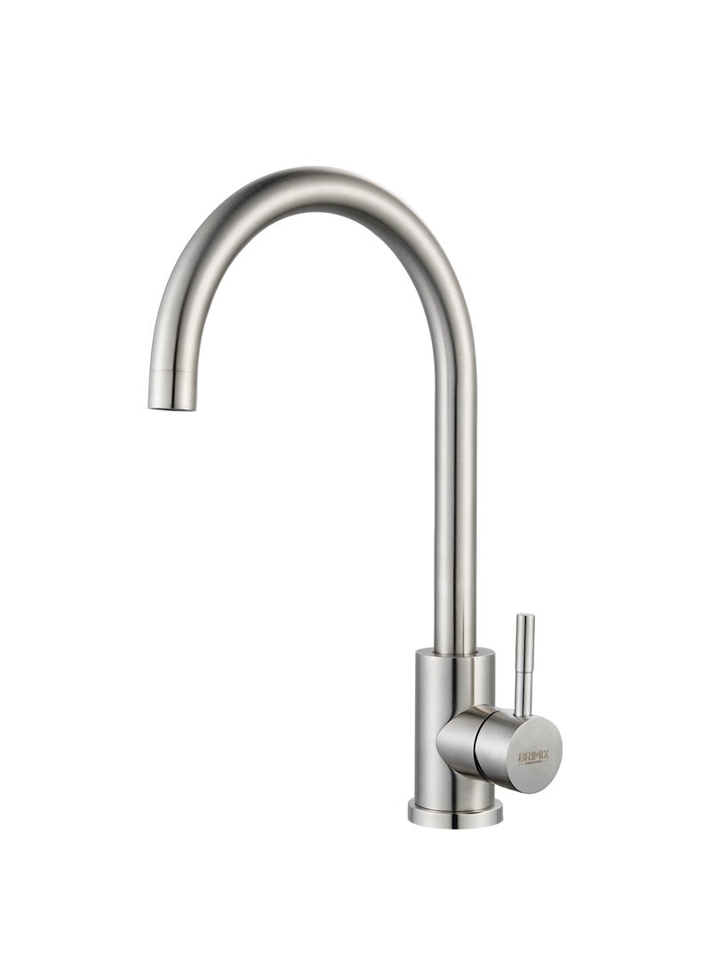 ﺻ ﻮ ﺭ ﺓ ﺍ ﻟ ﻌ ﻼ ﻣ  BRIMIX صنبور المطبخ صنبور المياه الساخنة والباردة، خلاط حوض عالي التحمل مع دوران 360 درجة، خلاط صنبور المطبخ من الفولاذ المقاوم للصدأ (مصقول) - Image 1