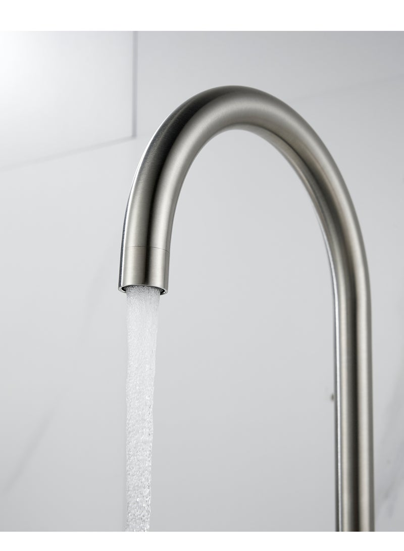 ﺻ ﻮ ﺭ ﺓ ﺍ ﻟ ﻌ ﻼ ﻣ  BRIMIX صنبور المطبخ صنبور المياه الساخنة والباردة، خلاط حوض عالي التحمل مع دوران 360 درجة، خلاط صنبور المطبخ من الفولاذ المقاوم للصدأ (مصقول) - Image 4