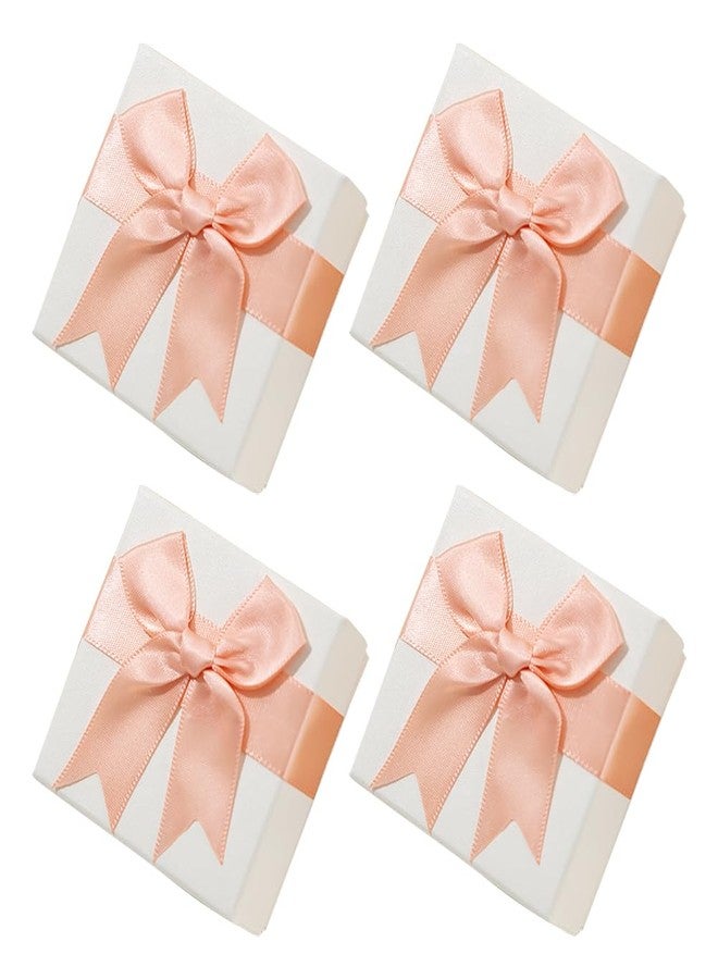 GSHLLO 4 Pcs 7x7x3.5 cm Jewellery Gift Boxes Small Bracelet Gift Boxes Cardboard Earring Ring Boxes Necklace Packaging Boxes with Bowknot Lid Pink - Image 1