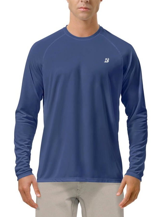 Roadbox Mens UPF + UV Sun Protection Shirts Outdoor Long Sleeve SPF Diving Rash Guard for Fishing Hiking Swimming Ocean Blue, XL - Image 1