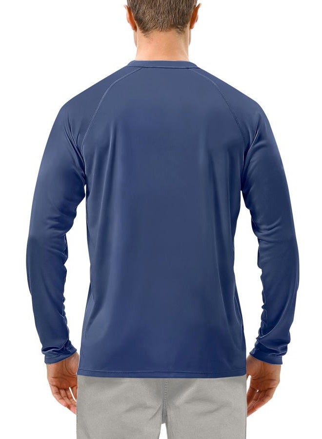 Roadbox Mens UPF + UV Sun Protection Shirts Outdoor Long Sleeve SPF Diving Rash Guard for Fishing Hiking Swimming Ocean Blue, XL - Image 2