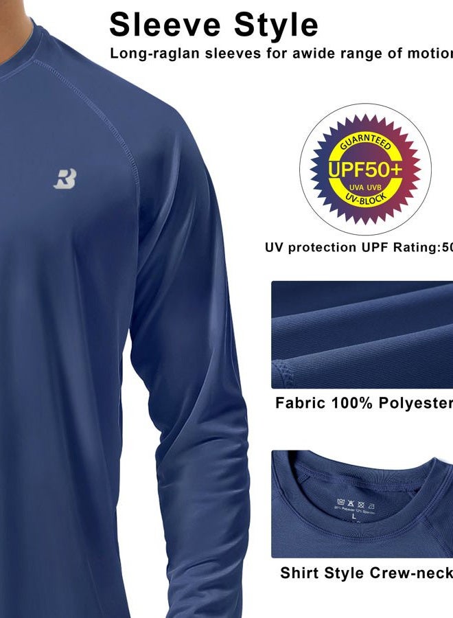 Roadbox Mens UPF + UV Sun Protection Shirts Outdoor Long Sleeve SPF Diving Rash Guard for Fishing Hiking Swimming Ocean Blue, XL - Image 4