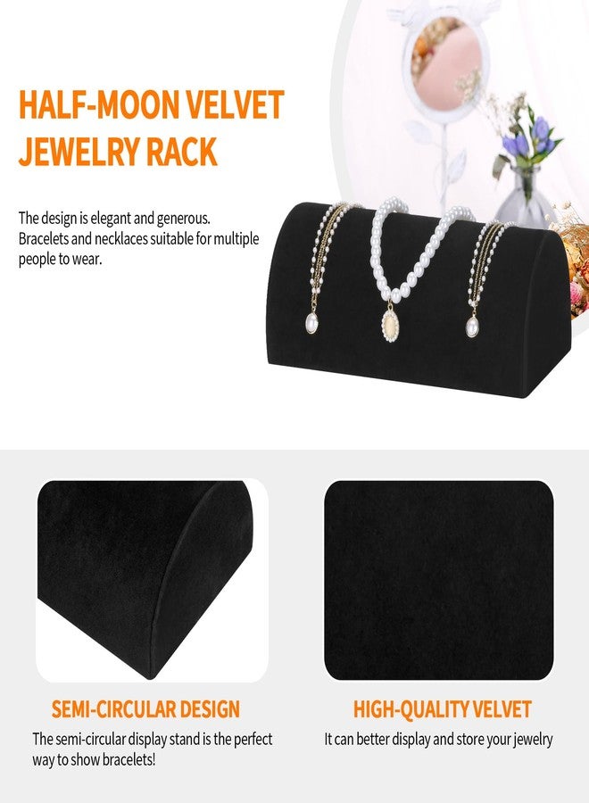 KUKUVR Velvet Half Moon Bracelet Display Stand, Pillow-Shaped Jewelry Bracelet Necklaces Pendant Chain Watch Holder Case for Women, Jewelry Organizer Storage Rack for Home Selling Show (Black) - Image 3