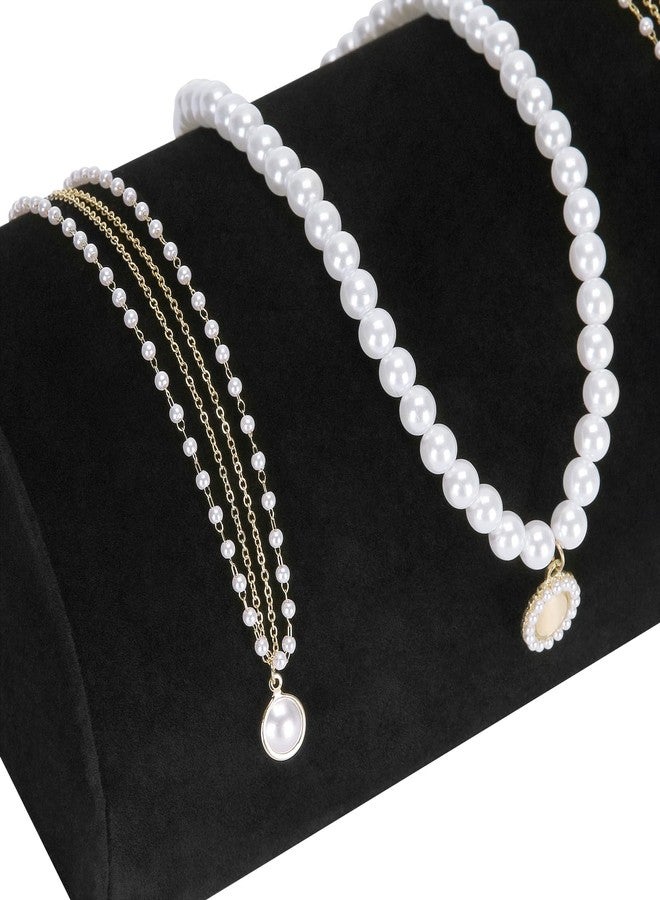 KUKUVR Velvet Half Moon Bracelet Display Stand, Pillow-Shaped Jewelry Bracelet Necklaces Pendant Chain Watch Holder Case for Women, Jewelry Organizer Storage Rack for Home Selling Show (Black) - Image 4