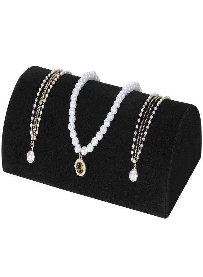 KUKUVR Velvet Half Moon Bracelet Display Stand, Pillow-Shaped Jewelry Bracelet Necklaces Pendant Chain Watch Holder Case for Women, Jewelry Organizer Storage Rack for Home Selling Show (Black) - Image 1