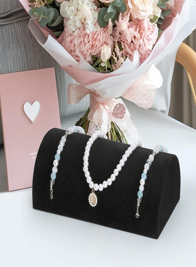 KUKUVR Velvet Half Moon Bracelet Display Stand, Pillow-Shaped Jewelry Bracelet Necklaces Pendant Chain Watch Holder Case for Women, Jewelry Organizer Storage Rack for Home Selling Show (Black) - Image 5