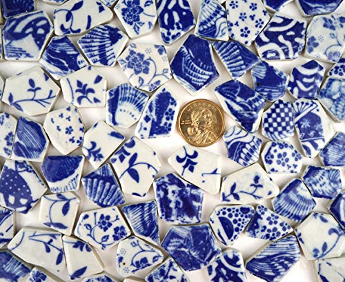 Lanyani Broken Ceramic China Tiles Assortment Blue and White Porcelain Pieces for Mosaic Craft, Cover 11x11 inches - Image 2