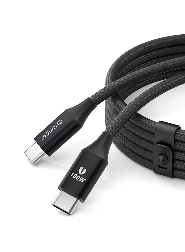 أوريكو 100W USB نوع C كابل نايلون دقيق الجسم الكابلي USB C إلى USB C 2.0 كابل (C إلى C) متوافق مع iPhone 16 15 Pro Max iPad Pro Air mini 6 MacBook Pro Air Galaxy S24 S23 Ultra Z Fold Xiaomi Honor OPPO OnePlus 1M Grey Black - Image 1
