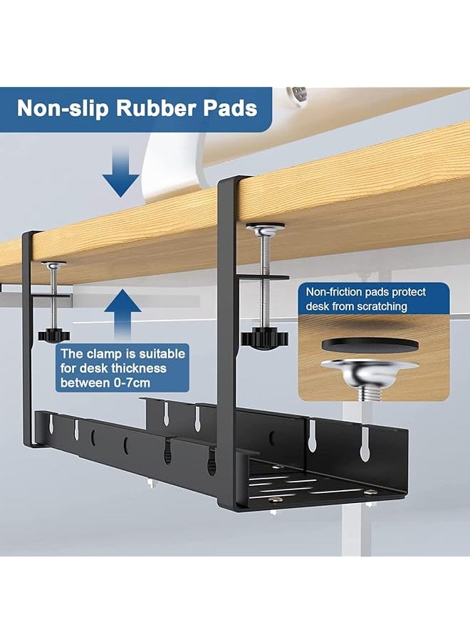 erorex Under Desk Cable Management Tray Computer Cable Rack For Office Metal Wire Management Holder Adjustable Table Cord Organizer With Clamp No Drill Under Table Wire Basket Cable Raceway  - Image 3