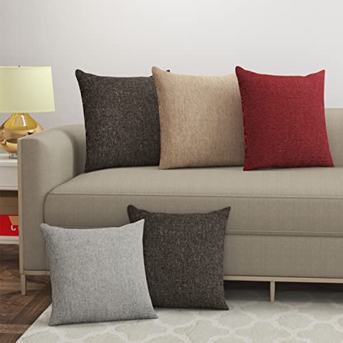 Yellow Weaves Jute Texture Cushion Covers, 24 X 24 Inches, Multicolour, Set of 5-250 TC - Image 1