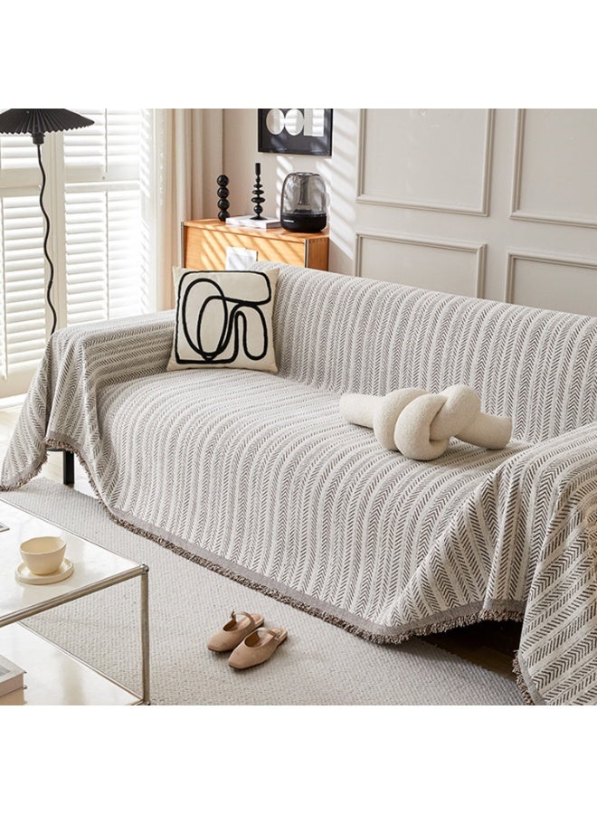 Chenille Sofa Cover - Cat-Proof & Anti-Scratch Couch Protector Slipcover with Tassels | Universal Fit for 1 2 3 4 Seater L U Sofas | Simple Modern Solid Colour Sofa Throw - Image 1