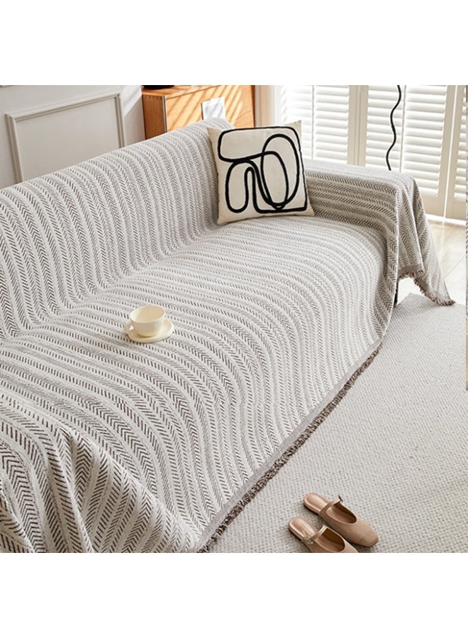 Chenille Sofa Cover - Cat-Proof & Anti-Scratch Couch Protector Slipcover with Tassels | Universal Fit for 1 2 3 4 Seater L U Sofas | Simple Modern Solid Colour Sofa Throw - Image 2