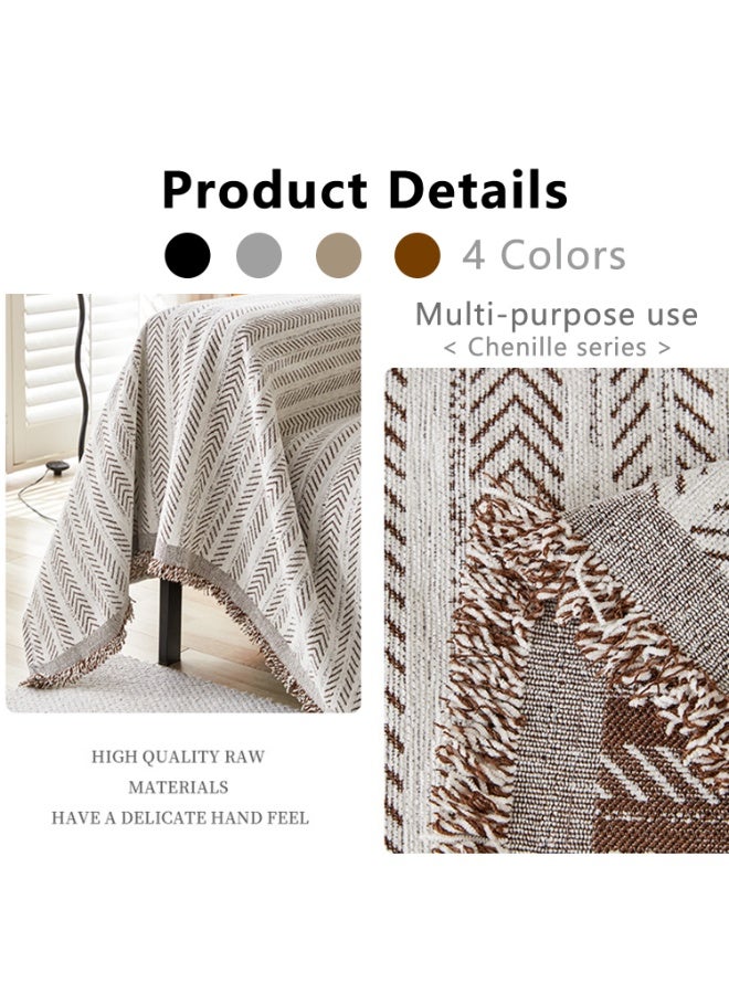 Chenille Sofa Cover - Cat-Proof & Anti-Scratch Couch Protector Slipcover with Tassels | Universal Fit for 1 2 3 4 Seater L U Sofas | Simple Modern Solid Colour Sofa Throw - Image 4