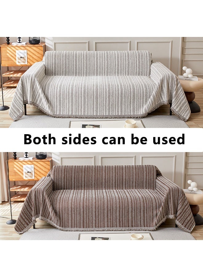 Chenille Sofa Cover - Cat-Proof & Anti-Scratch Couch Protector Slipcover with Tassels | Universal Fit for 1 2 3 4 Seater L U Sofas | Simple Modern Solid Colour Sofa Throw - Image 5