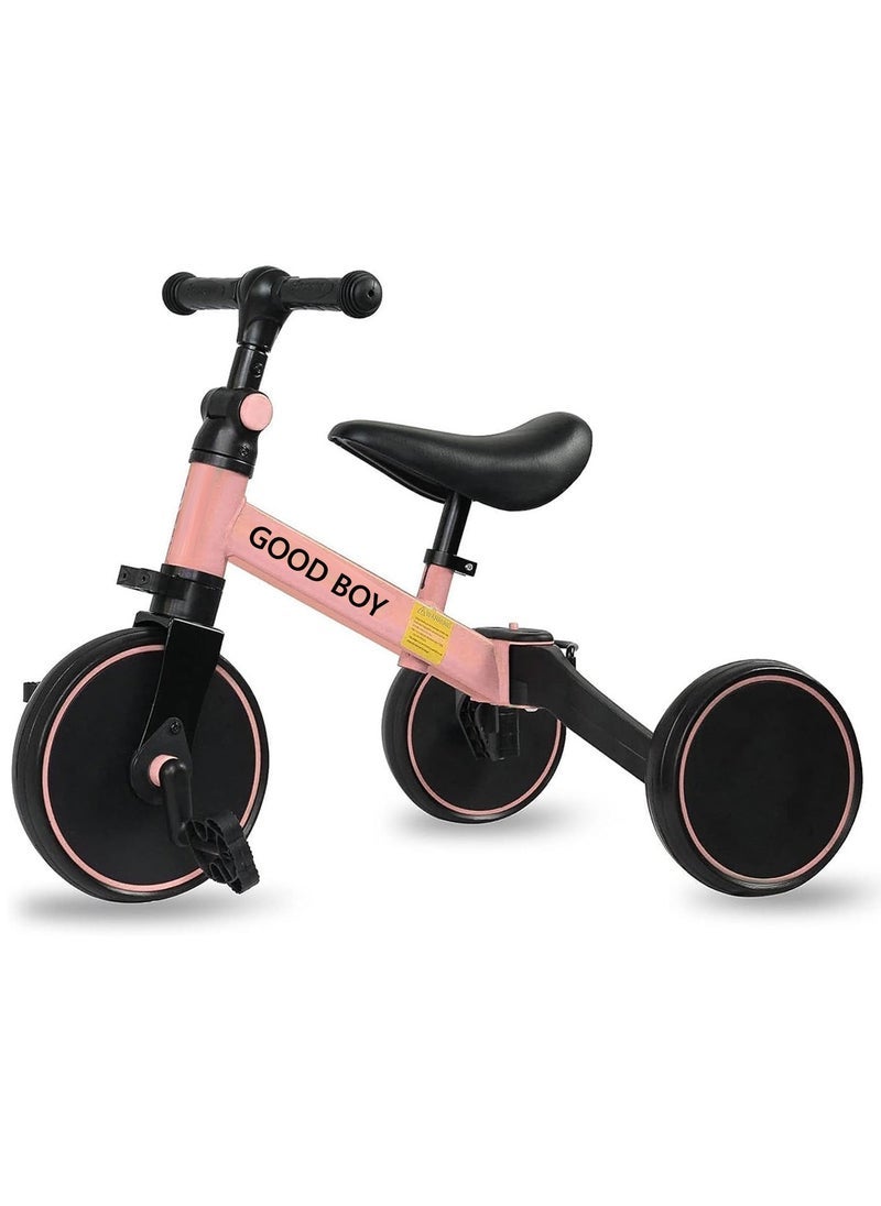 Good Boy 4 In 1 Kids Tricycle for Toddlers with Adjustable Seat and Handle – Pink Versatile Trike for Girls and Boys, Perfect for Indoor and Outdoor Play, Safe and Durable Toddler Ride-On Bike with Comfortable Ergonomic Design for Growing Kids  - Image 1