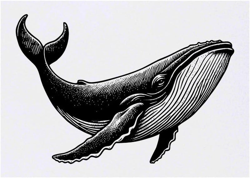 Humpback Whale Temporary Tattoo Water Resistant SkinSafe NonToxic Transfer TO00070335