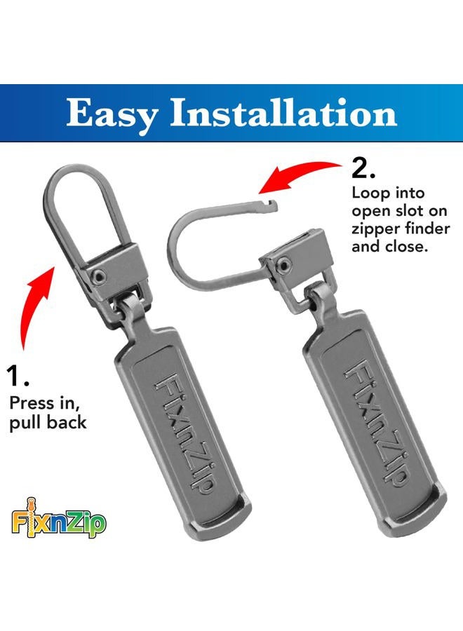 FixnZip Replacement Zipper Pull (4 Pack) (Black Nickel, Medium Large) - Image 4