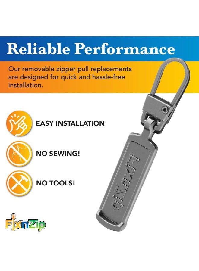 FixnZip Replacement Zipper Pull (4 Pack) (Black Nickel, Medium Large) - Image 3