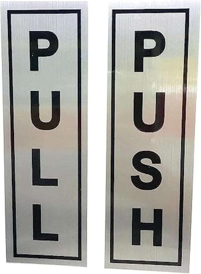 ZL Pull/Push Sticker for Door (Silver, 6cmx18cm)