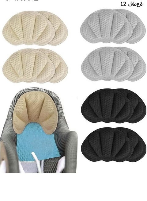 Heel Grips Liner Cushions Insole,12 Pieces Shoes Insert Pads for Loose Too Big Shoes Prevent Rubbing Blisters Slip Filler Improve Shoe Fit and Comfort for Men Women