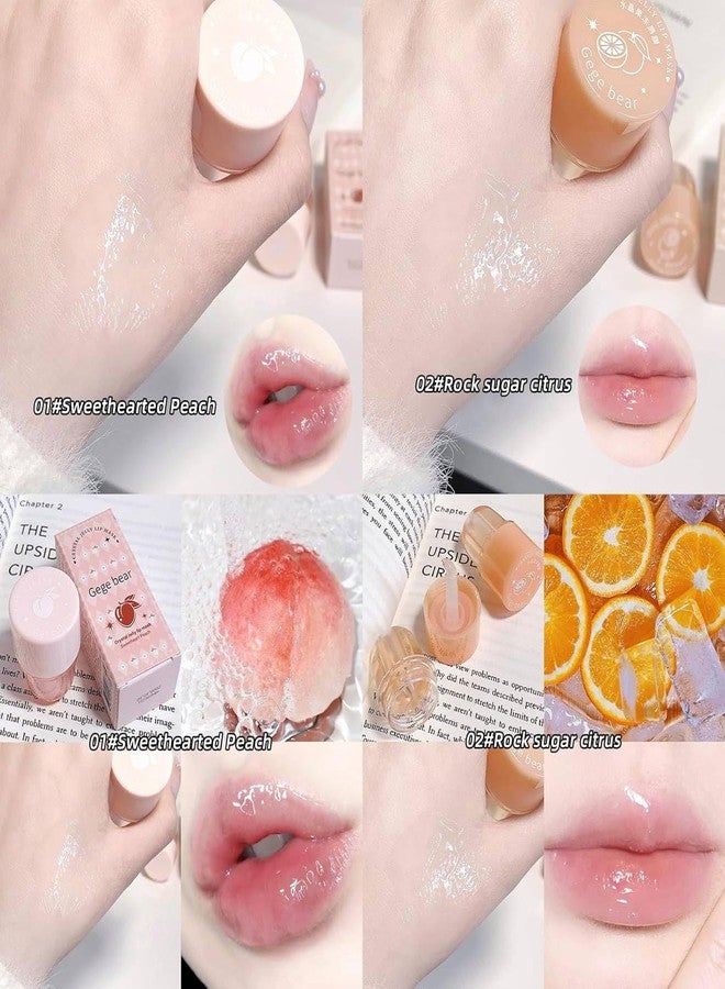 Gege Bear Jelly Lip Mask | Hydrating Lips Treatment with Silicone Scraper Applicator | Moisturizing Care for Dry & Chapped Lips | Water-Light Glossy Finish | Cute Shades Sweetheart Peach & Sautéed Grape | Cute Korean Style Aesthetic Lip Balm For Women & Girls (01#Sweetheart Peach, 7g) - Image 3