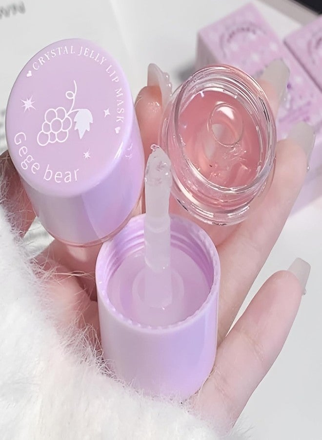 Gege Bear Jelly Lip Mask | Hydrating Lips Treatment with Silicone Scraper Applicator | Moisturizing Care for Dry & Chapped Lips | Water-Light Glossy Finish | Cute Shades Sweetheart Peach & Sautéed Grape | Cute Korean Style Aesthetic Lip Balm For Women & Girls (01#Sweetheart Peach, 7g) - Image 1
