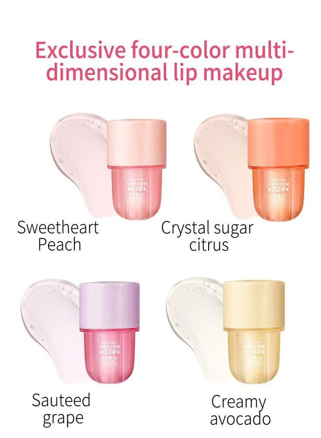Gege Bear Jelly Lip Mask | Hydrating Lips Treatment with Silicone Scraper Applicator | Moisturizing Care for Dry & Chapped Lips | Water-Light Glossy Finish | Cute Shades Sweetheart Peach & Sautéed Grape | Cute Korean Style Aesthetic Lip Balm For Women & Girls (01#Sweetheart Peach, 7g) - Image 2
